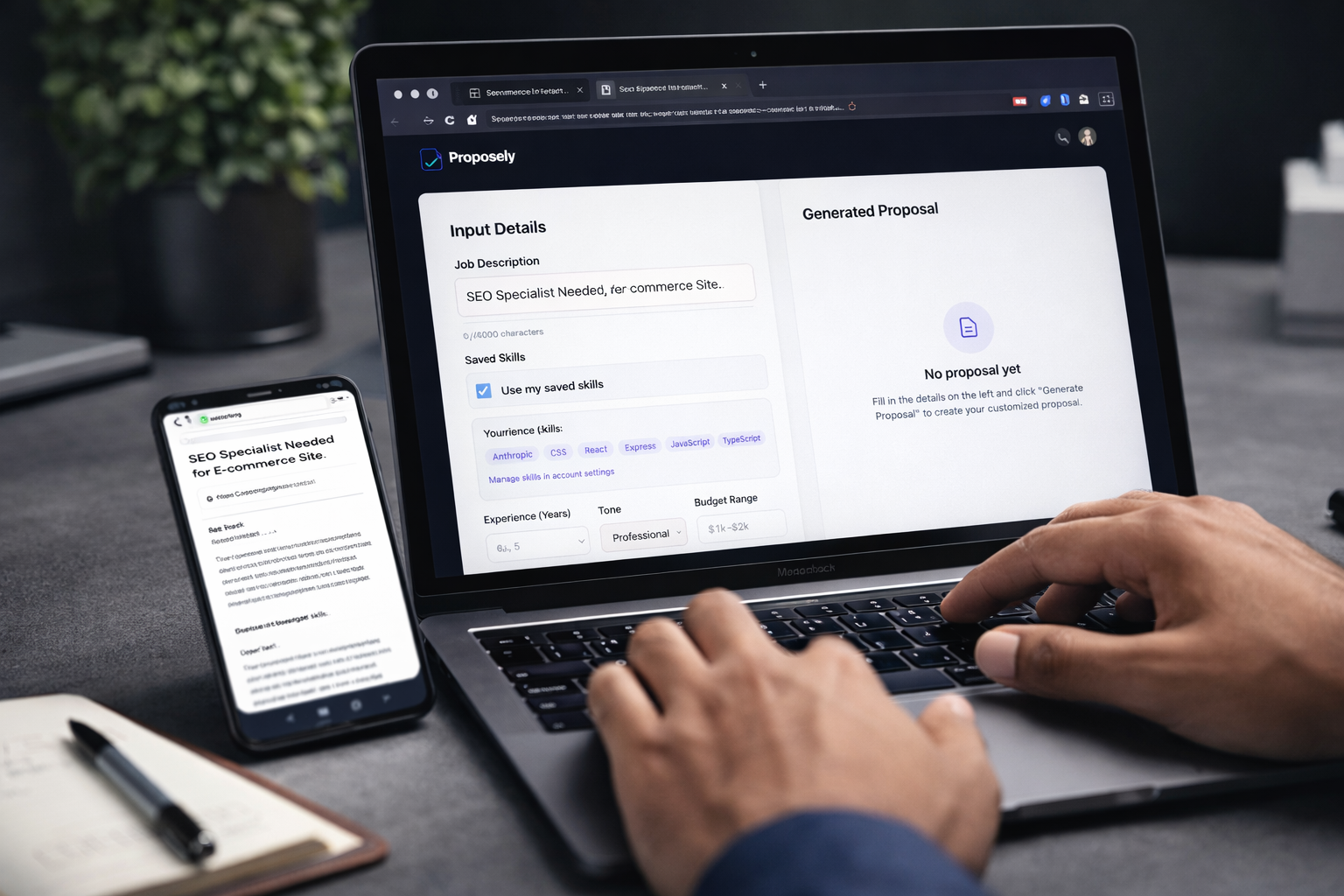 Professional freelancer using Proposely to create winning proposals